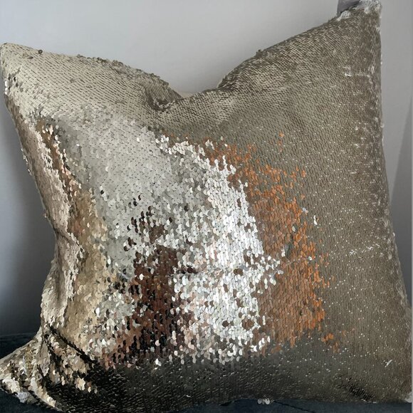 Aviva Stanoff Original Viral Champagne Sequin Mermaid Pillow, 20" x 20" - Picture 6 of 6